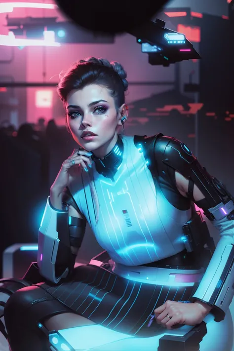 Change background, cyberpunk beautiful lady