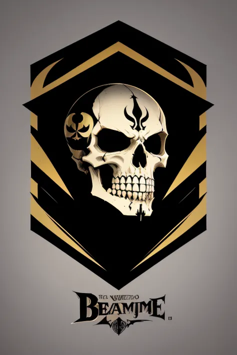 logotipo de caveira preto e dourado para criar um necromante de estilo bem detalhado