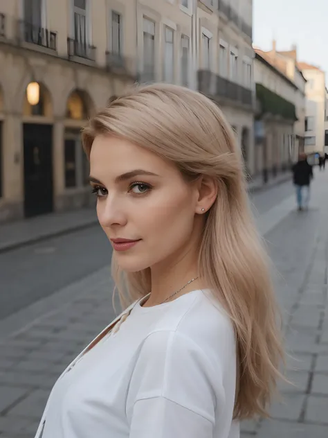 __hair color__, mulher Europeia, longos cabelos, fundo da cidade de Lisboa, inverno, profissional, 4K, HD, UHD, 8K, alto detalhe, Ultra Definition