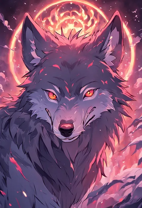 Wolf tattoo illustration ,(furry art), High quality