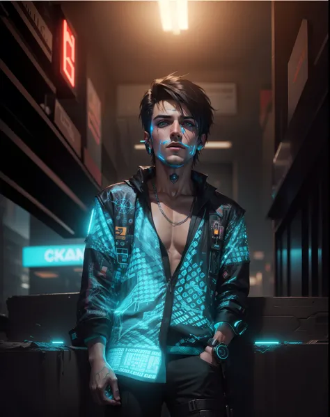 Change background cyberpunk handsome boy, realistic face,8k,ultra realistic