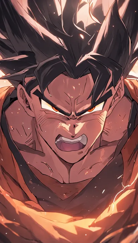 Dragon bola goku，Grande macaco，Close-up，de um real，Facial features are carefully described，textura de pele realista，Estilo escuro，profundidade de campos，Luz alta，luz real，Traching de raias，oc renderizado，hyper-realistic，melhor qualidade，8k，Obras de mestres...