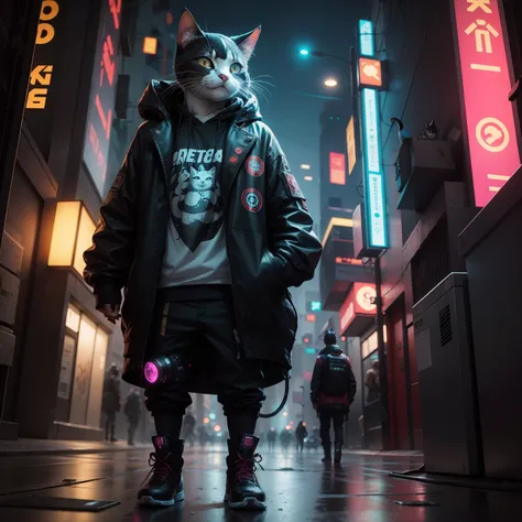 gato irritado cyberpunk