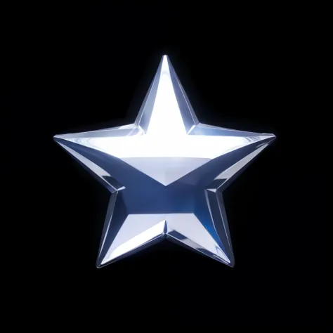 a chroma metal star, bluish coloring, bright, high quality, black background