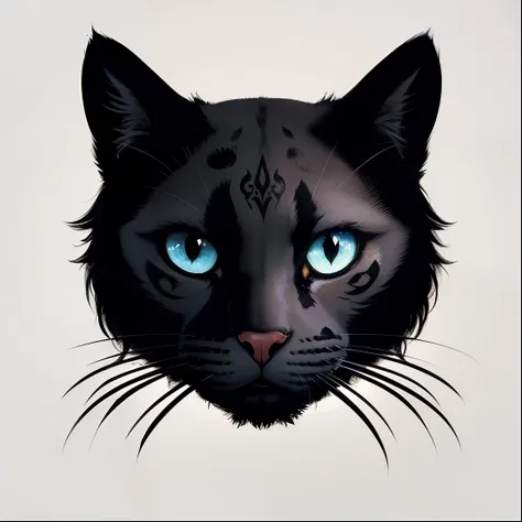 Cat tattoo illustration ,(Arte peluda), alta qualidade