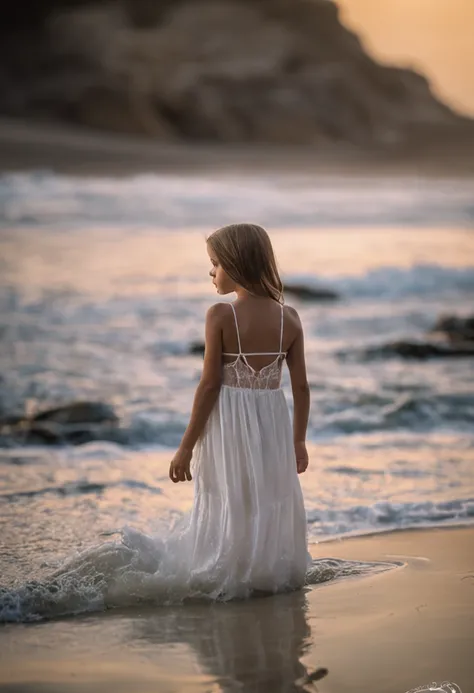 um vestido branco boiando nas aguas da praia