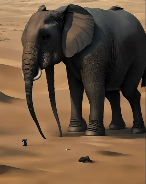 Elefante rosa no deserto