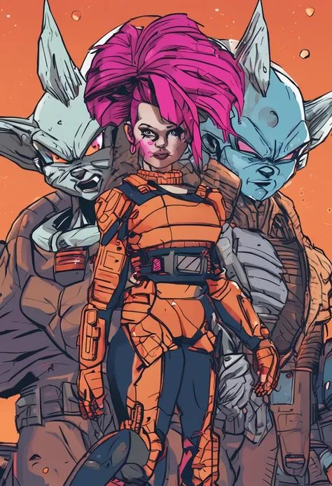 dragonball，cyber punk perssonage，whaite hair，full bodyesbian