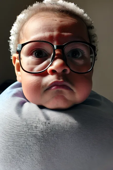 guttonerdvision13, foto raw, foto retrato de um (((1-year-old baby man wearing glasses))), bonito, rosto olhando de frente, mast...