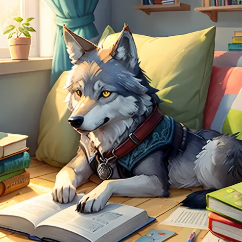 childrens book illustration, wolf with human characteristics