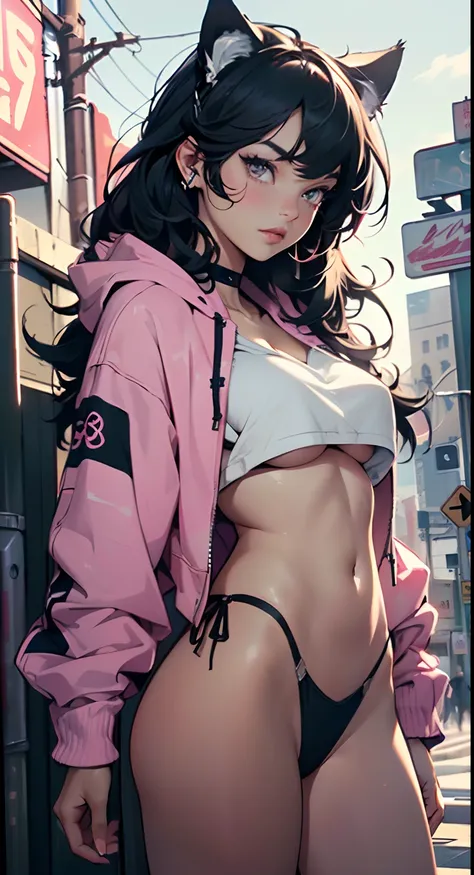 girl spacepunk,(((1girl))),((anime girl with extremely cute and beautiful black hair cat ears walking seductively down the street)),

(large breasts:1.4),saggy breasts,((((black hair,messy hair,colored inner hair,large hair,absurdly long unkempt hair:1.35,...