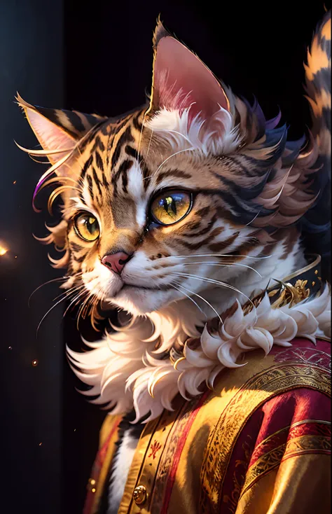 ((a cat in clothes)),，full shot，fluffy hair, anthropomorphic expressions, rich colors, exquisite details, masterpiece, realistic，artsation, cg, realistic, Unreal Engine , real light and shadow, beautiful rich colors, amazing details, high quality，a pair of...