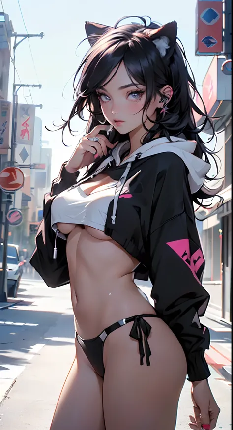 girl spacepunk,(((1girl))),((anime girl with extremely cute and beautiful black hair cat ears walking seductively down the street)),

(large breasts:1.4),saggy breasts,((((black hair,messy hair,colored inner hair,large hair,absurdly long unkempt hair:1.35,...