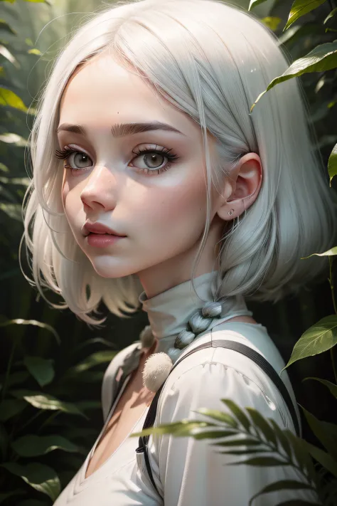 Portrait of a human a like hamster called  older sister Luna grey hair and white lines under the neck , up close, 8k high quality , forest background in the jungle