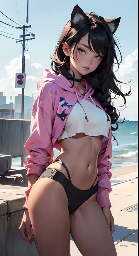 girl spacepunk,(((1girl))),((anime girl with extremely cute and beautiful black hair cat ears walking seductively down the street)),

(large breasts:1.4),saggy breasts,((((black hair,messy hair,colored inner hair,large hair,absurdly long unkempt hair:1.35,...