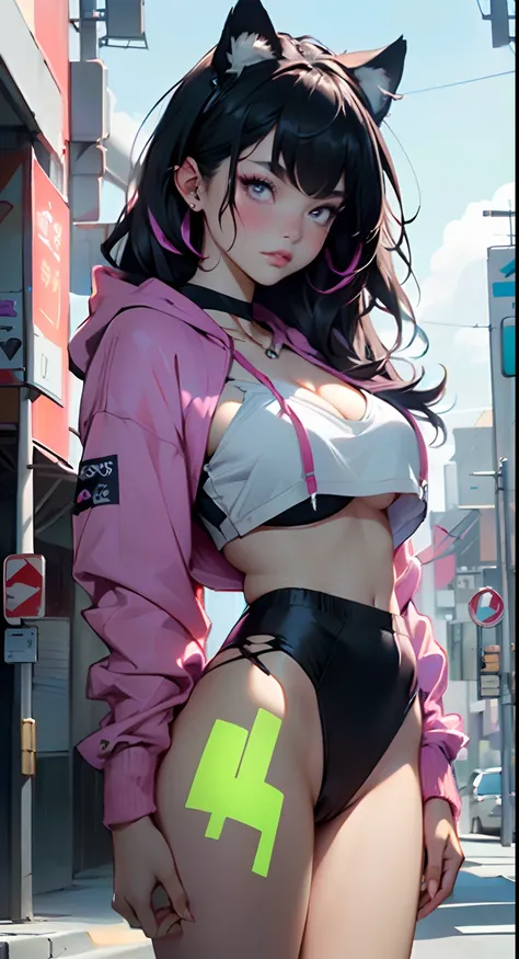 girl spacepunk,(((1girl))),((anime girl with extremely cute and beautiful black hair cat ears walking seductively down the street)),

(large breasts:1.4),saggy breasts,((((black hair,messy hair,colored inner hair,large hair,absurdly long unkempt hair:1.35,...