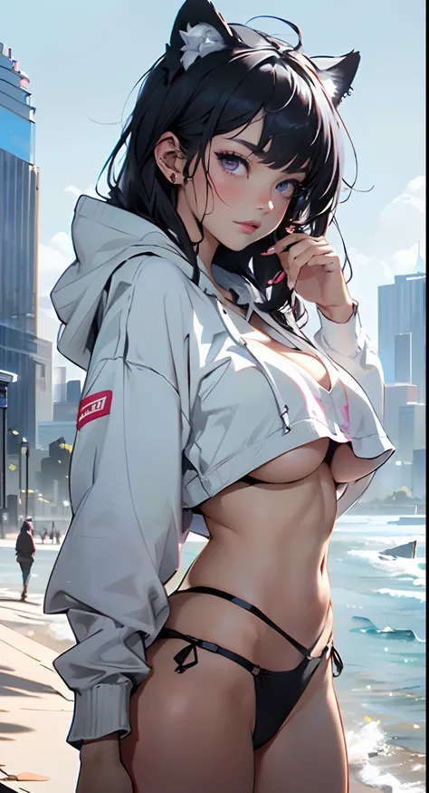 girl spacepunk,(((1girl))),((anime girl with extremely cute and beautiful black hair cat ears walking seductively down the street)),

(large breasts:1.4),saggy breasts,((((black hair,messy hair,colored inner hair,large hair,absurdly long unkempt hair:1.35,...