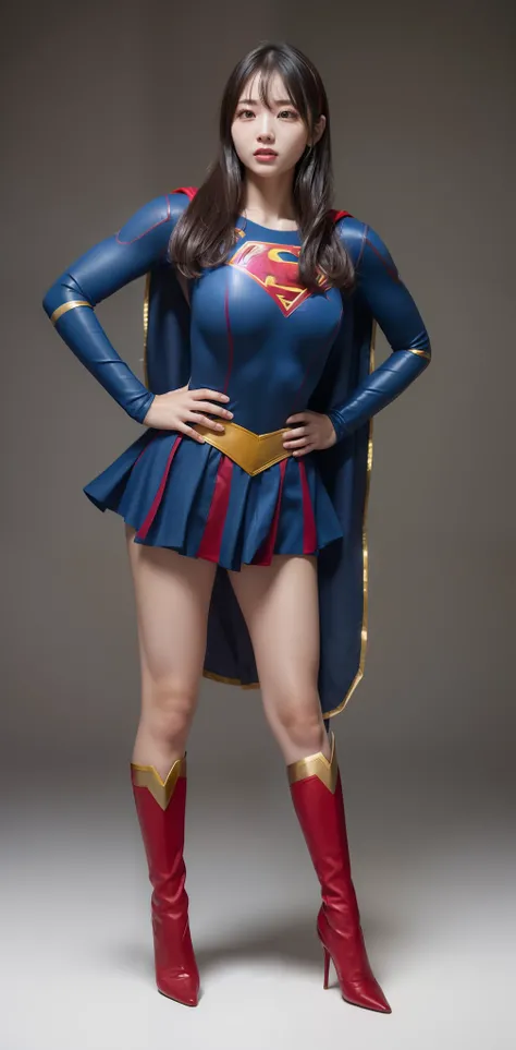 (((Make the most of the original image)))、(((Supergirl Costume)))、(((lustrous dark hair)))、(((Suffering)))、(((Stockings are worn.)))、((Stockings are torn))、((Top image quality、8K))、((top-quality、8K、​masterpiece:1.3))、Crisp focus:1.2、Beautiful woman with pe...