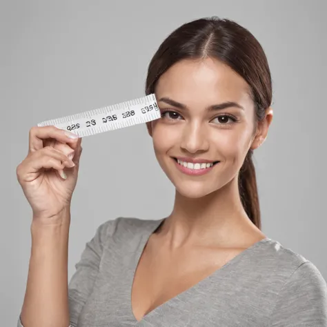 Smiling woman holding a piece of paper and tape measure, foto ainda, Imagem promocional, definir foto, foto de uma mulher negra, Comercial, em um fundo escuro, Nos bastidores, fotografia de close-up, foto retrato, advertising photo, captura de tela de alta...