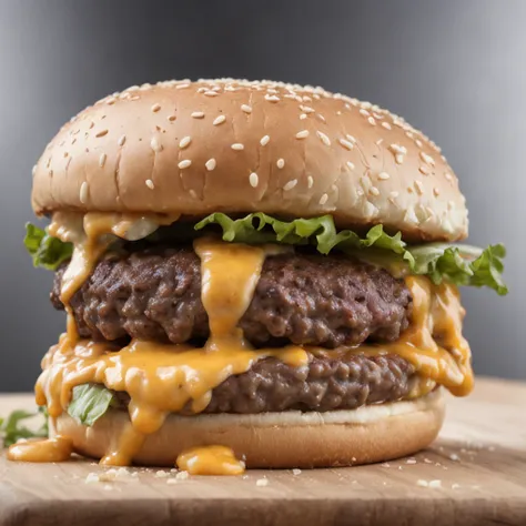 sweaty burger with oozing cheese