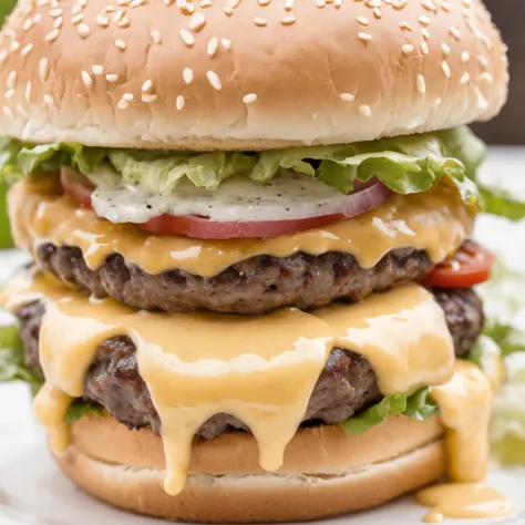 sweaty burger with oozing cheese