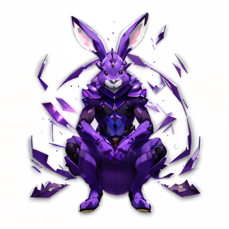 close up of purple rabbit sitting on white surface, rabbt_character, rabbit warrior, inspired by kanbun master, anthropomorphic ...