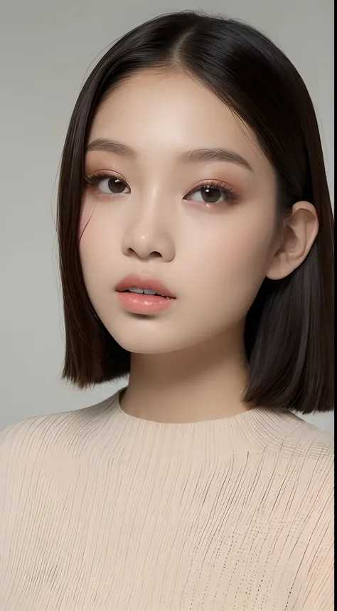 one Filipina model ,Unique details, street virtual fashion, Near future, Curvilinear details , double eyelid, plump lips, simple background