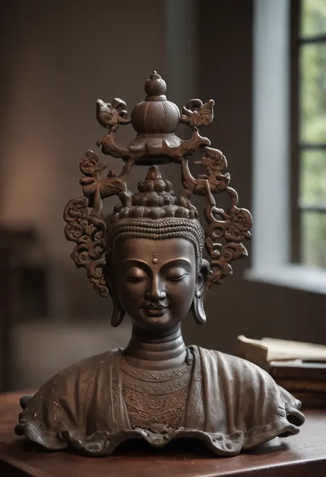 in ancient, Dilapidated Taoist temples, In an atmosphere of silence, An old table stands in the center. The surface of the table emits a faint and eerie glow, Like an ethereal light flickering in the darkness.