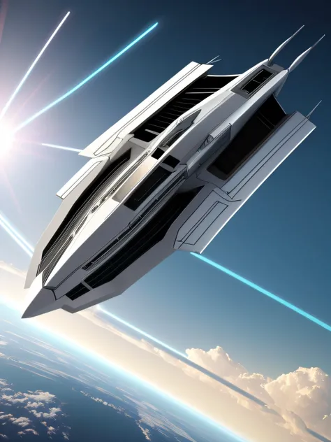 Photo realistic spaceship travelling in light speed --auto