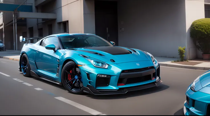 Car R35 color BLUE realistic futuristic