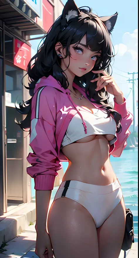 girl spacepunk,(((1girl))),((anime girl with extremely cute and beautiful black hair cat ears walking seductively down the street)),

(large breasts:1.4),saggy breasts,((((black hair,messy hair,colored inner hair,large hair,absurdly long unkempt hair:1.35,...