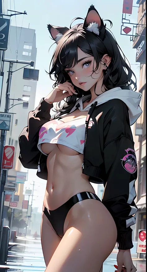 girl spacepunk,(((1girl))),((anime girl with extremely cute and beautiful black hair cat ears walking seductively down the street)),

(large breasts:1.4),saggy breasts,((((black hair,messy hair,colored inner hair,large hair,absurdly long unkempt hair:1.35,...