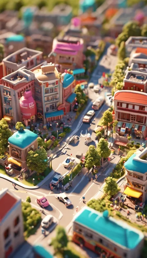 Miniature,Super cute clay world, Isometric view of the city ,cute clay freeze frame animation,City view, 城市，People ，the street，road,tiltshift, Excellent lighting, volume, landscape, hospitals，dentist，Giant teeth as a backdrop，brush,white backgrounid,3D,Sup...