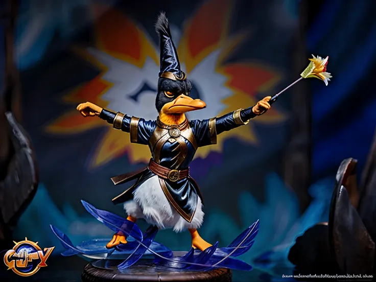 a realistic depiction of daffy duck as a mage, fantastic aura