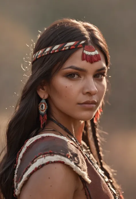 ultra detailed artistic photography, Native American beautiful Apache female, sexy, dreamy, glowing, backlit, shadows, oil on canvas, smooth, ultra high definition, 8k, ultra sharp focus, intricate artwork masterpiece, flowy outfit, highly detailed, vibran...