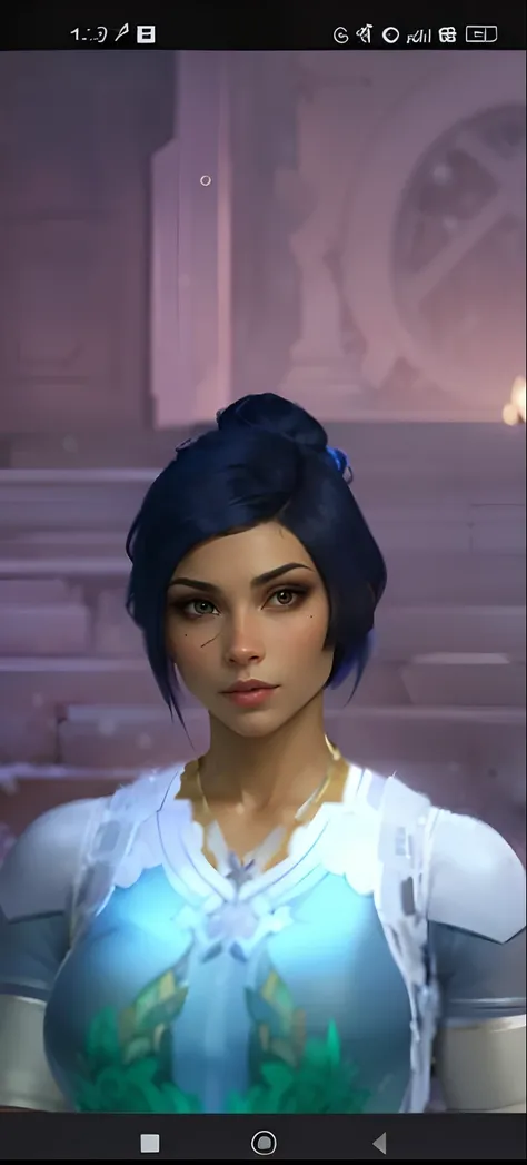 a close up of a person in a blue dress with a blue hair, short blue haired woman, ingame image, cattie - brie of mithril hall, brigitte, avatar image, zenra taliyah, inspired by Adélaïde Victoire Hall, taliyah, pharah, alluring mesmer woman, ethereal vapor...