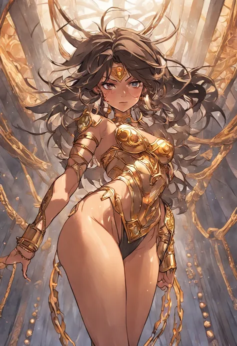 (((Comix))), master part, disparate, detalhes finos, HDR,A drawing of a very beautiful woman, beautiful face, perfect breasts with gold necklaces and Dejah Thoris style bracelets in dynamic poses, steampunk detalhado, trabalho de linha insanamente detalhad...