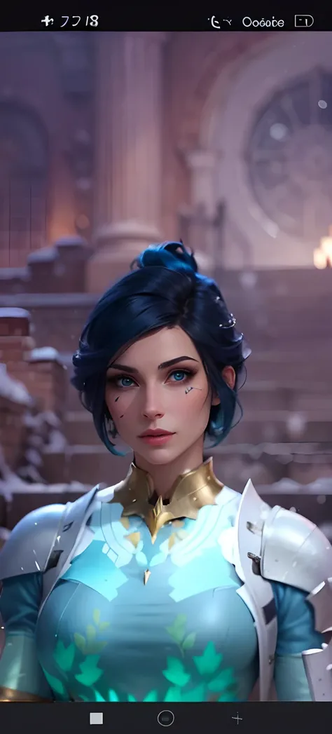 a close up of a person in a blue dress with a blue hair, short blue haired woman, ingame image, cattie - brie of mithril hall, brigitte, avatar image, zenra taliyah, inspired by Adélaïde Victoire Hall, taliyah, pharah, alluring mesmer woman, ethereal vapor...