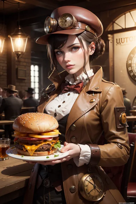 Burger in steampunk version ( detalhado ) utopian world