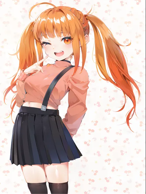 anime girl with long red hair and a pink shirt and black skirt, cute anime girl, marin kitagawa fanart, pretty anime girl, (anime girl), she has long orange brown hair, anime visual of a cute girl, cute anime waifu in a nice dress, anime girl with long hai...