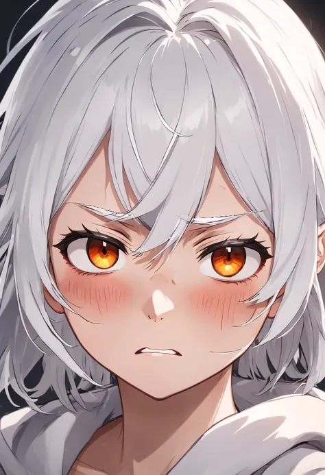 white hair, mole under eye, angry, character chart, cut-in, anatomically correct, highres, high details