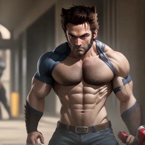 Wolverine se regenerando de um ferimento, fotorealista, 4k, beleza