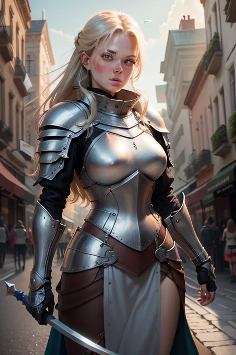 female knight in the city