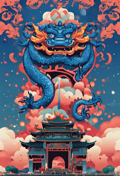 background blue sky a little cloudy with the dragon gate and stare to go up no people