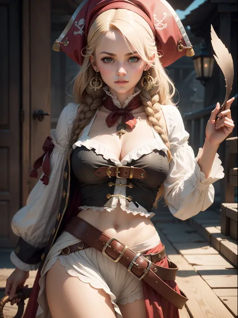 "Adorable female pirate with a 1800s aesthetic"