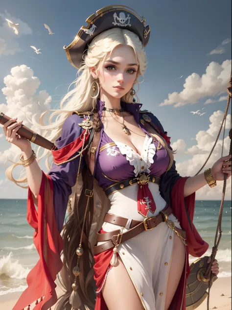 "Adorable female pirate with a 1800s aesthetic"