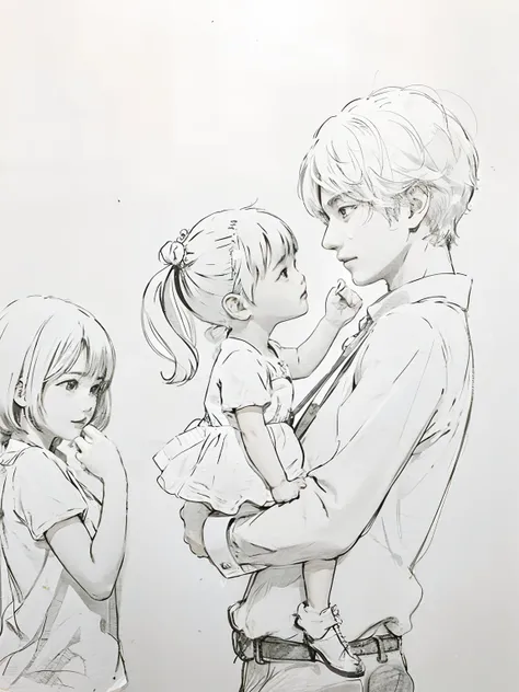 Sketches of a man and a woman holding a child and a baby, Directed by: Naka Bokunen, Directed by: Kentaro Miura, Directed by: Eizan Kikukawa, Directed by: Yamagata Hiro, Directed by: Yanagawa Nobusada, Directed by: Yuki Ogura, Directed by: Ayami Kojima, Di...