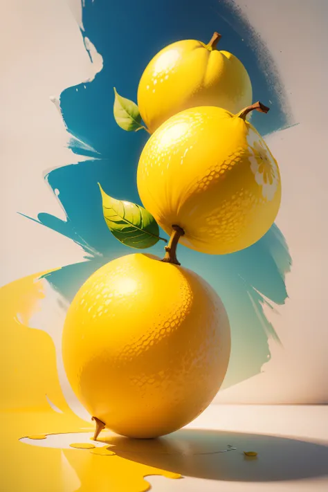 Cartoon lemon painting