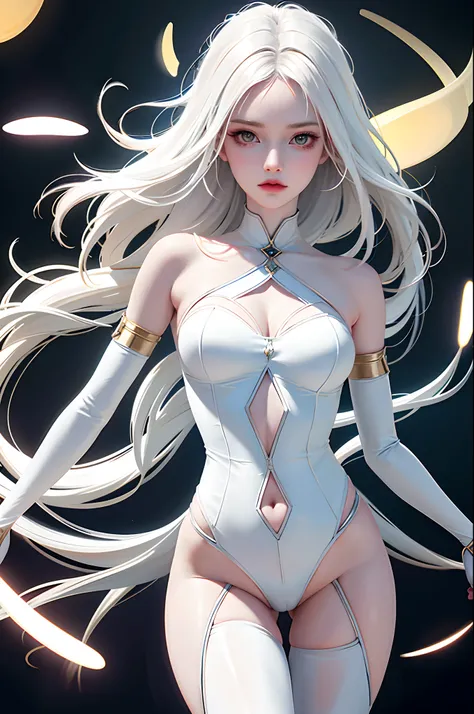 Close up, Gorgeous girl, Pale white skin, Cyborg, ((White skin)), Hourglass body, Slim body, Sexy, full bodyesbian, Thigh neon transparent dress, (Dark background), Bioluminescent tattoos, Cinematic lighting, Intricate, Masterpiece, Best quality