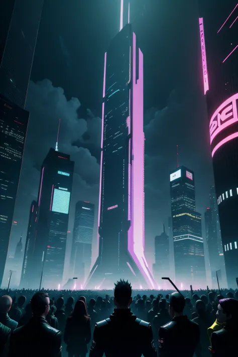 Cyberpunk towers over crowds